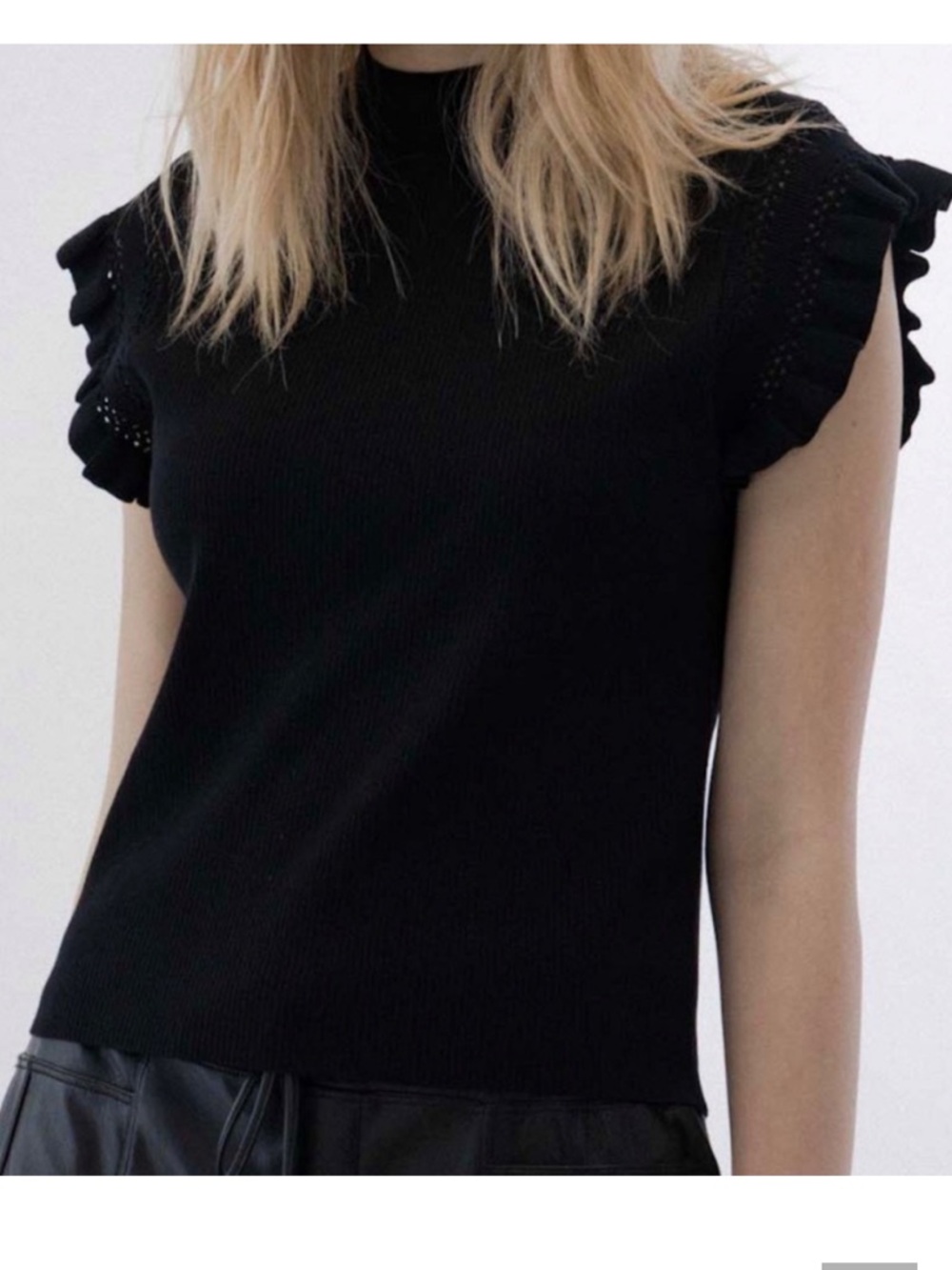 Melissa‎ Nepton Zowie sweater ribbed crochet sleeve small black